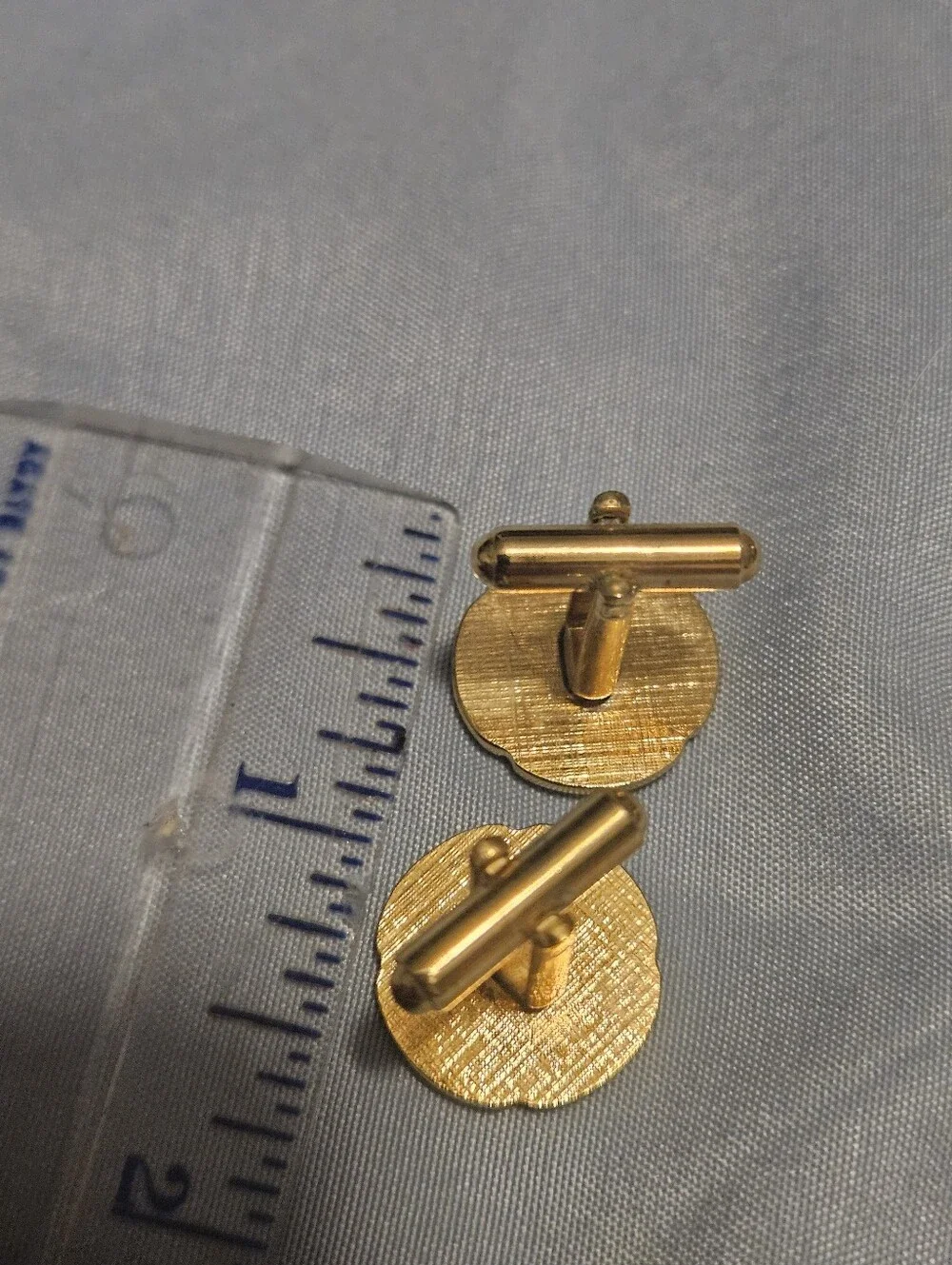 Vintage Mid Century Gold Tone Round Cufflinks Clear Rhinestone Bullet Back